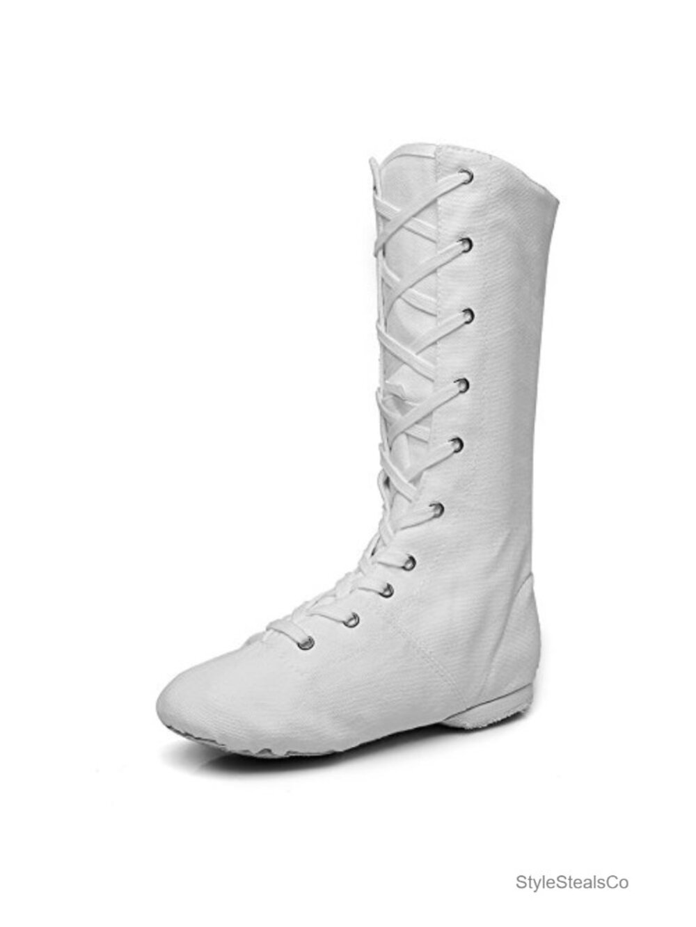 High Top Canvas Jazz Dance Sneakers Suede Sole Lace-Up Boots